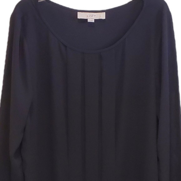 Ann Taylor‎ Loft Women's Black Blouse Sz Med Sheer 3/4 Length Sleeves - Picture 2 of 5